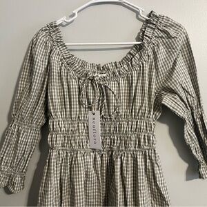 Neuflora | Alba Dress (NWT) Gray Green Gingham